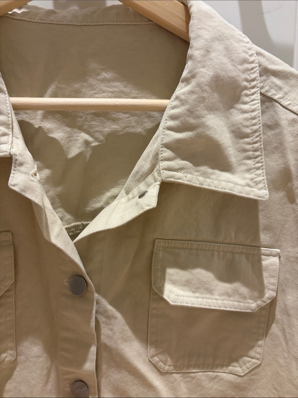 Beige Oversized Button-Front Jacket - Picture 3 of 3